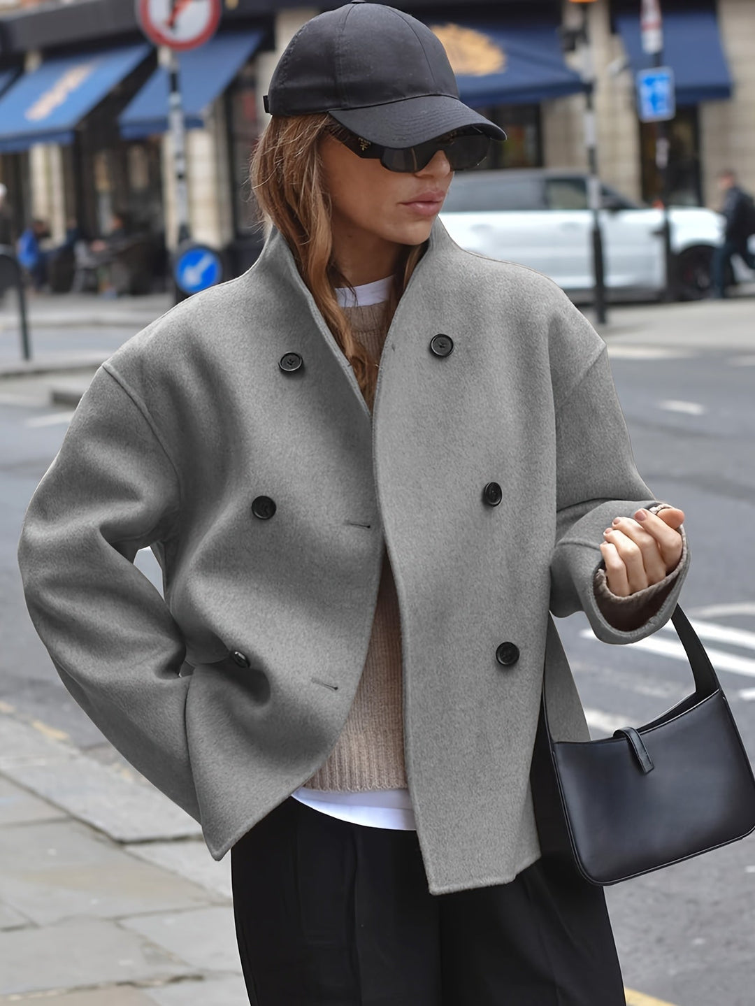 Deanne - Elegant Double Breasted Beige Coat
