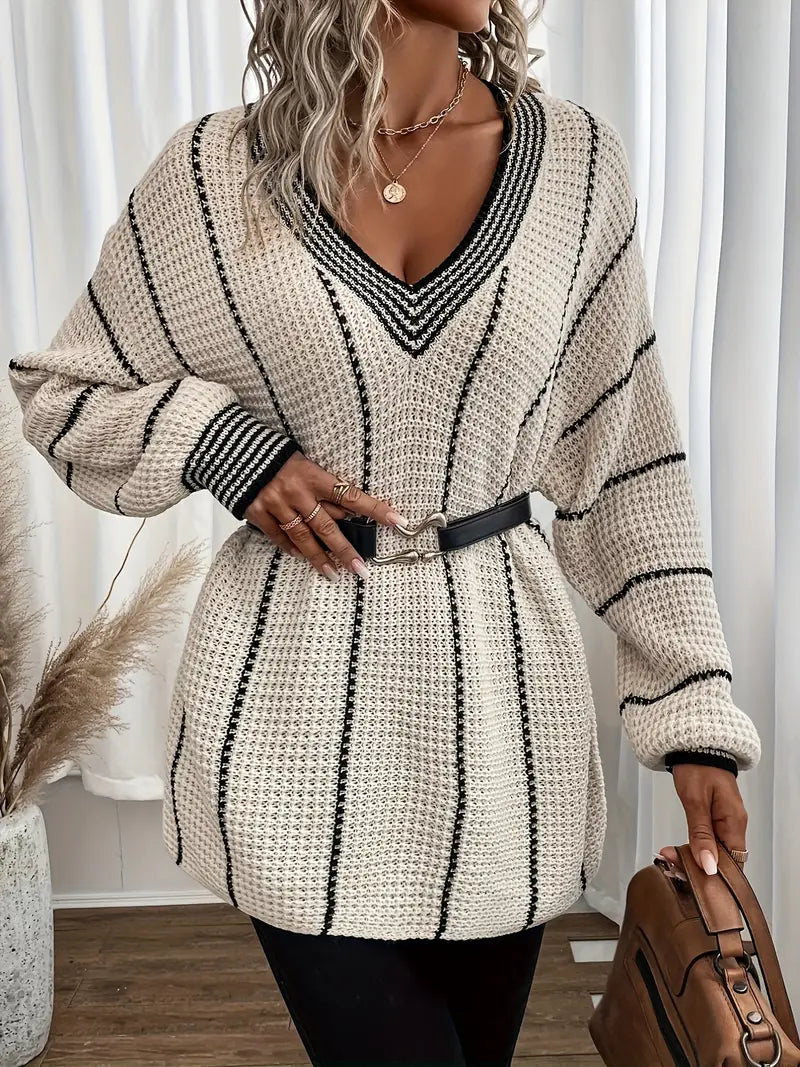 Arellano - Casual Long Sleeve Striped Sweater