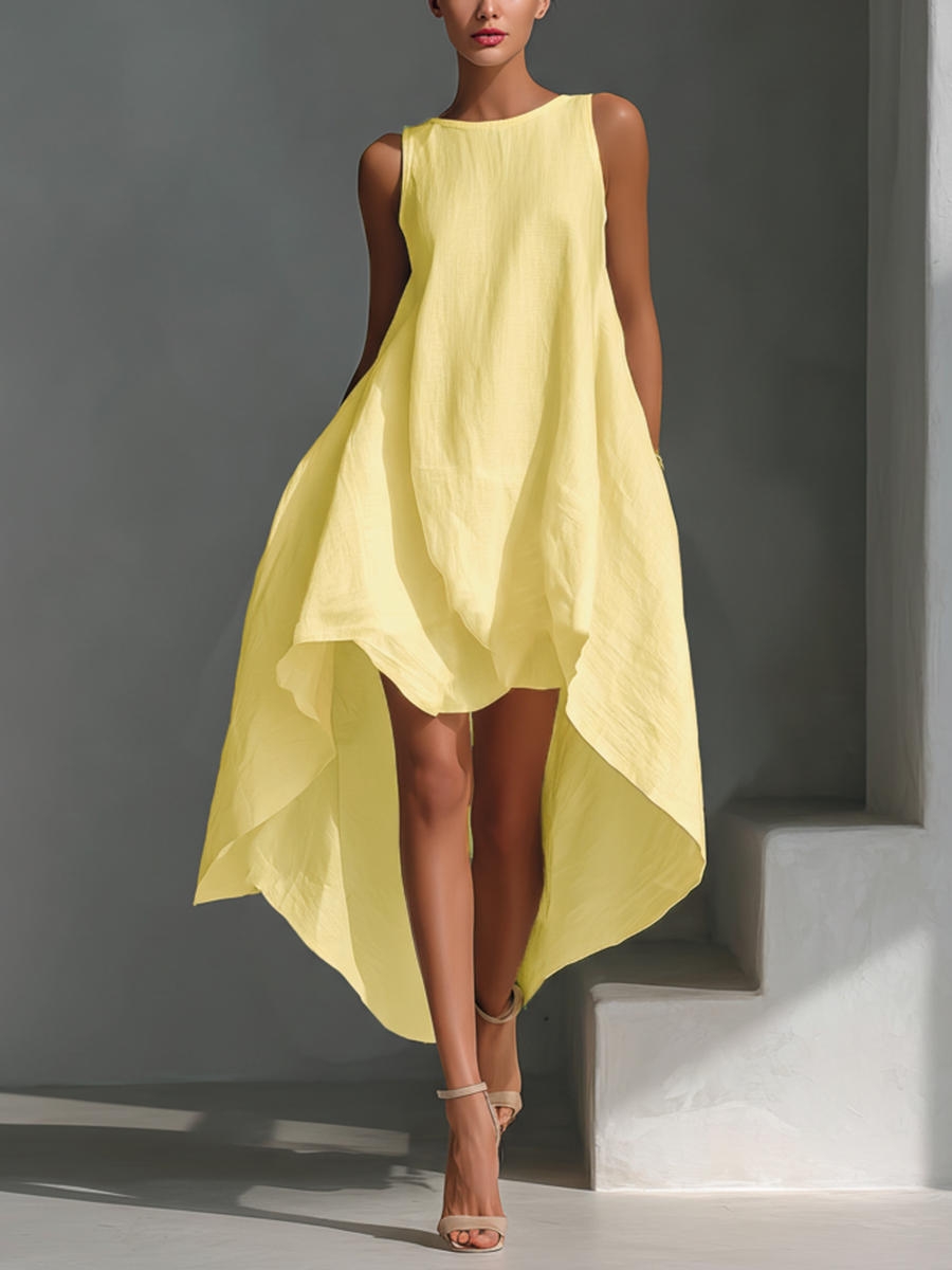 Alyna - Sleeveless Midi Dress With Asymmetric Hem
