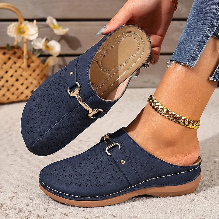 Hailen - Casual Floral Slip-On Loafer Mules
