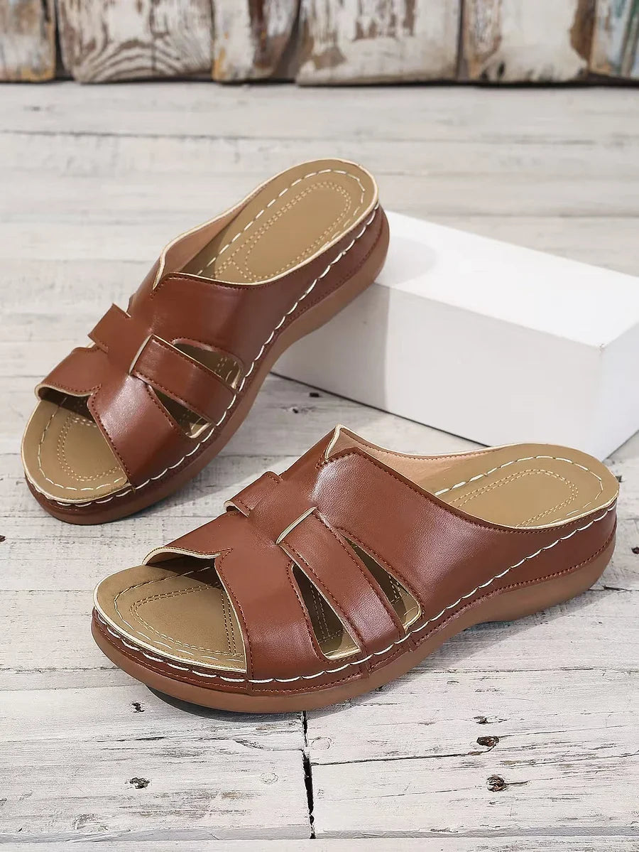 Erlinde - Leather Orthopedic Open Toe Slippers