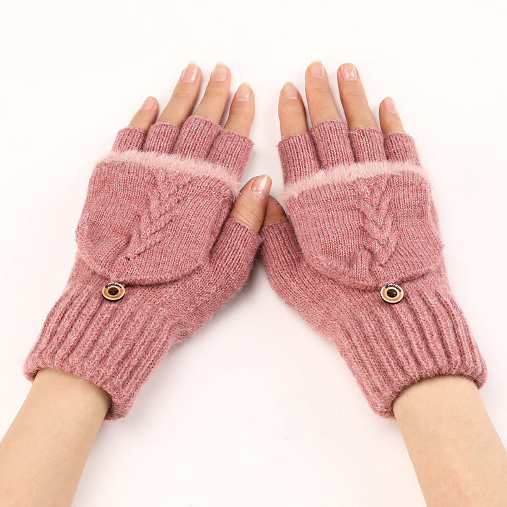 GloveGleam - Knitted Fingerless Flip Gloves