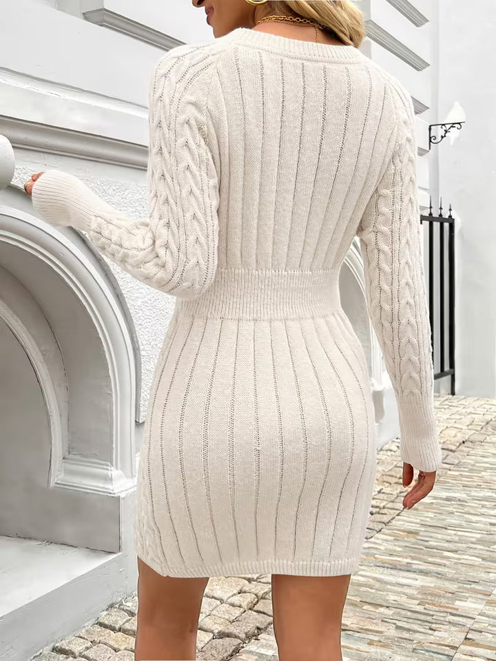 Maeletta - Cable Knit Bodycon Sweater Dress