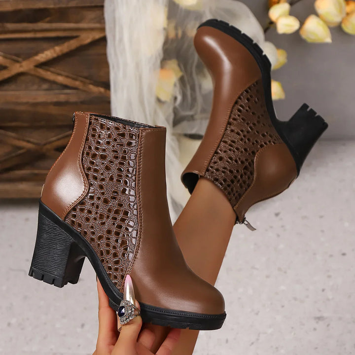 Noy - Leather Thick Heeled Shoes