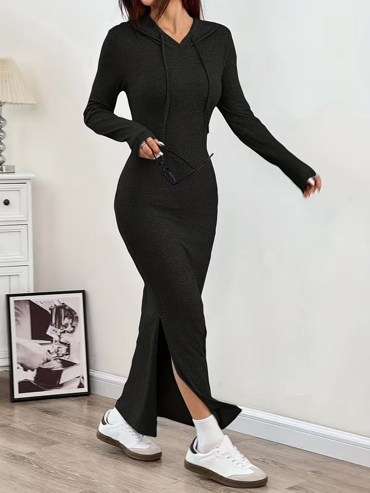 Valeia - Long Sleeve Maxi Dress With Hood