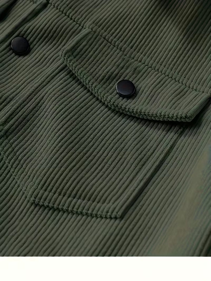 Quantpeak - Corduroy Jacket With Collar and Flap Pockets