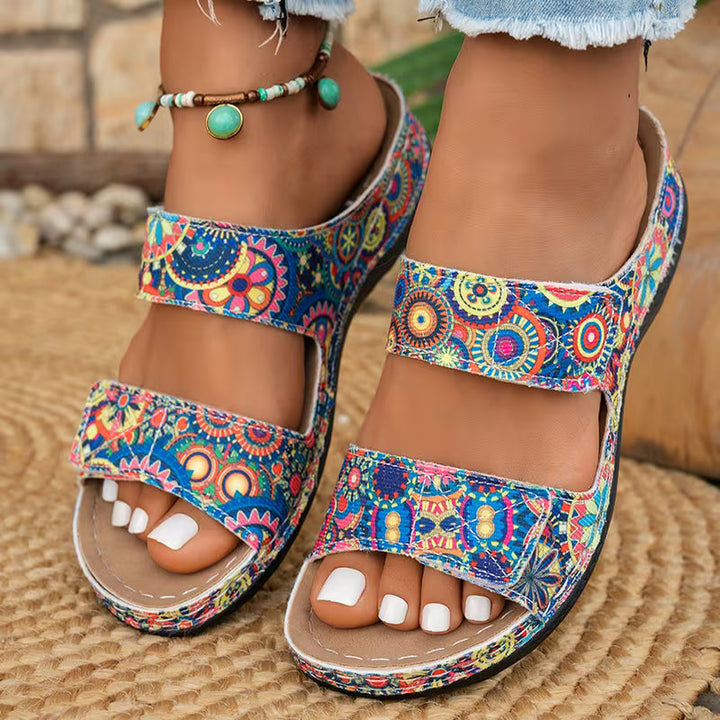 Dhifef - Summer Thick Heeled Printed Sandal