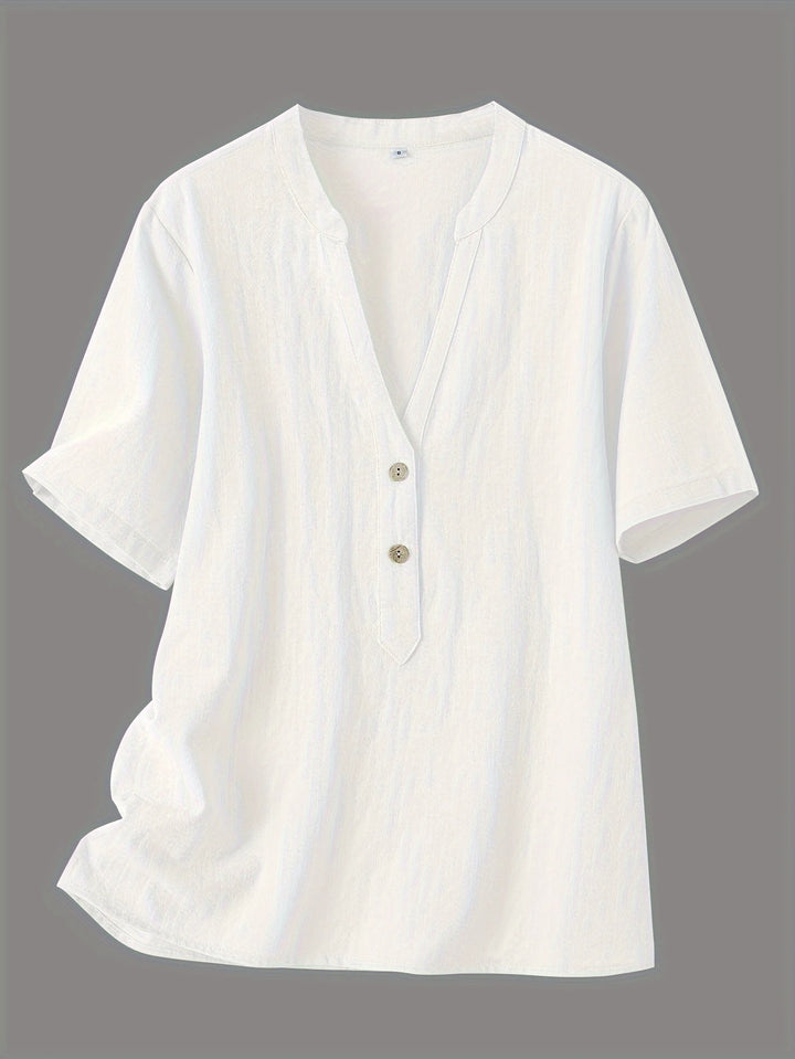 Nerida - Fashionable V-neck And Short Sleeve Blouse