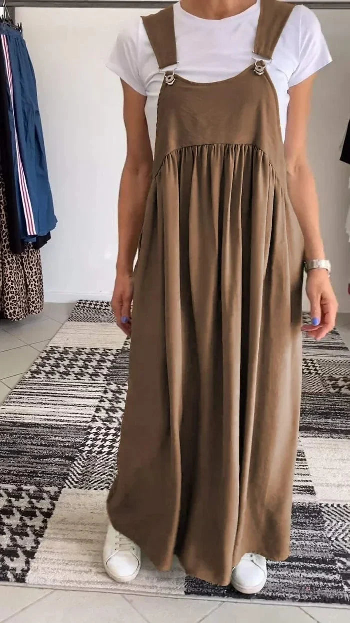Regla - Loose Cotton And Linen Suspender Dress
