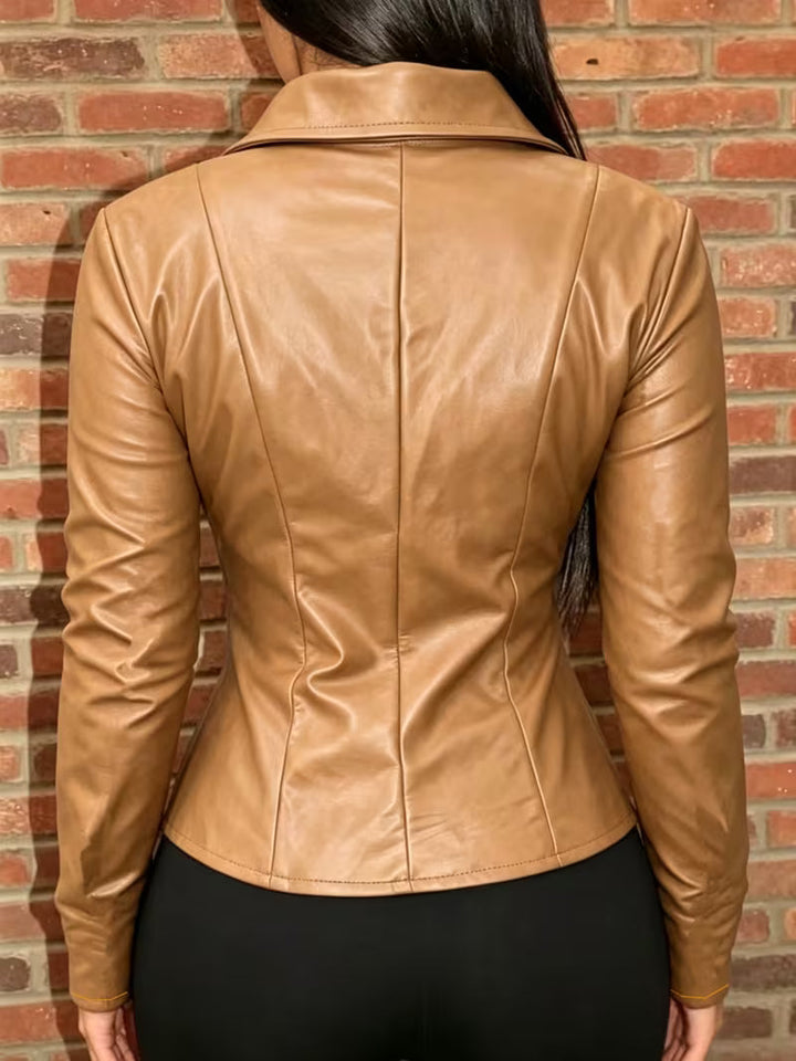 Celita - Leather Jacket With Front Pockets