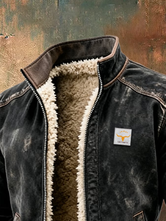 Neesham - Vintage Suede Splicing Warm Multi-Pocket Outdoor Jacket