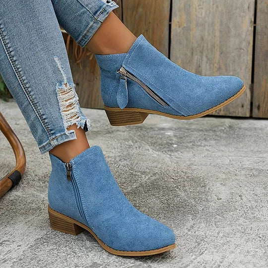 Farah - Orthopedic Leather Ankle Boots With Zipper