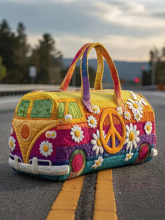 Zefea - Quilted Vintage Camper Print Travel Bag