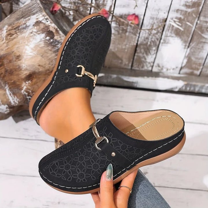 Hailen - Casual Floral Slip-On Loafer Mules