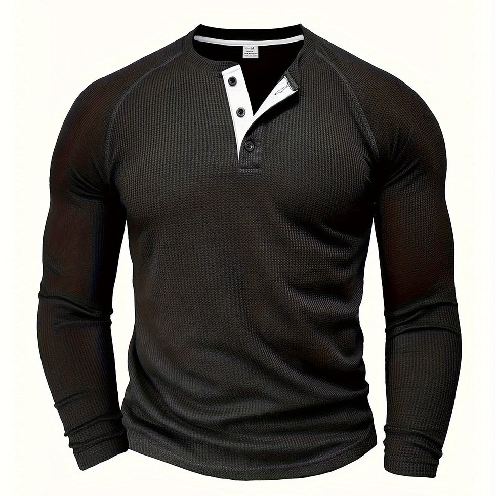 Jarik - Textured Long Sleeve Henley T-Shirt