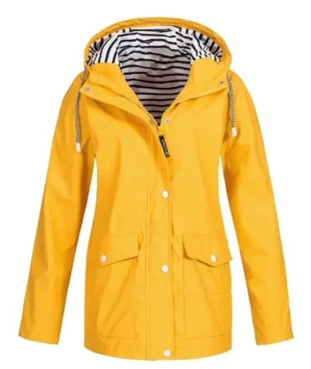 Ilektra - Elegant Long Sleeve Waterproof Hooded Jacket
