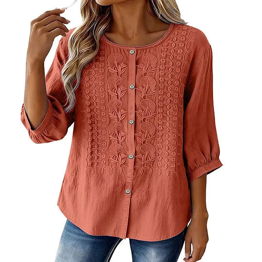 Andreza - Cotton Blouse With Button