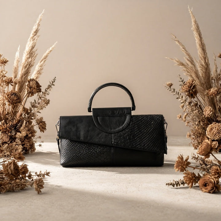 Samiis - Retro Crocodile Handbag With Zipper