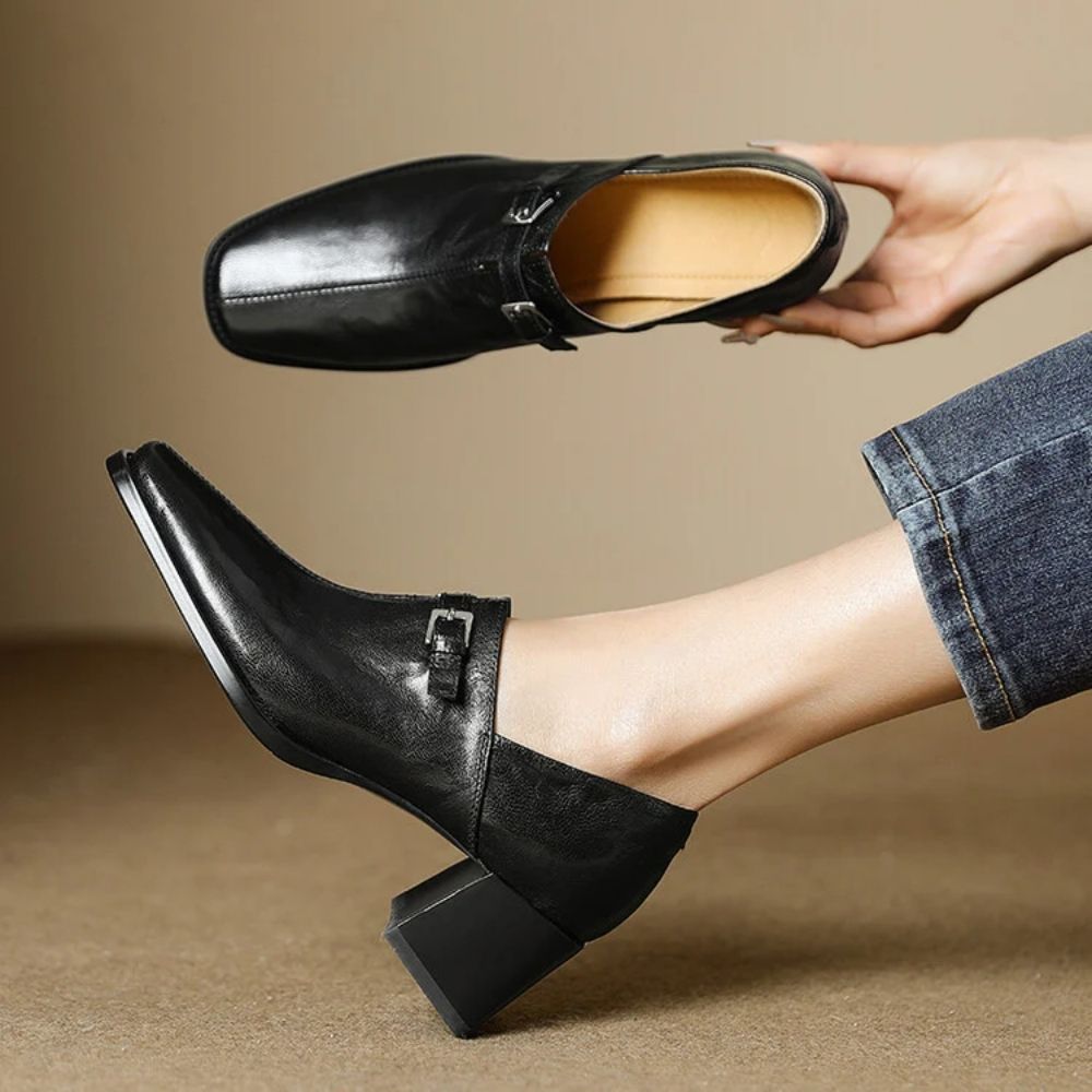 Misha - Elegant Leather Loafers with Heel