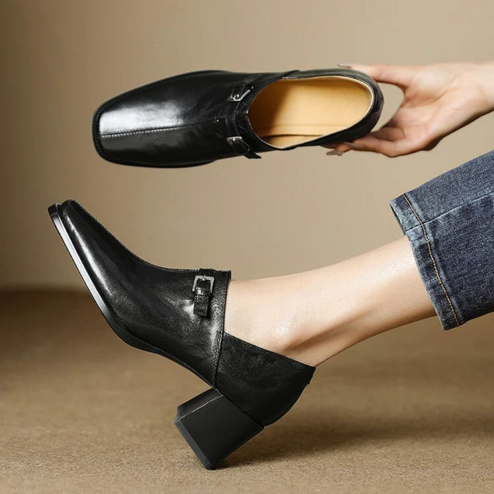 Misha - Elegant Leather Loafers with Heel