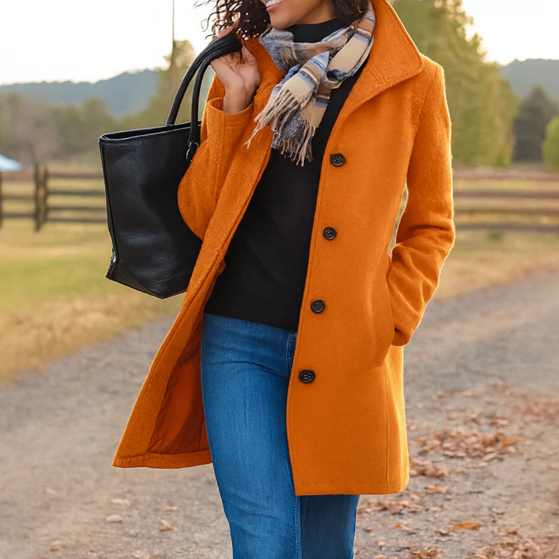 Quendra - Long Sleeve Button Up Coat