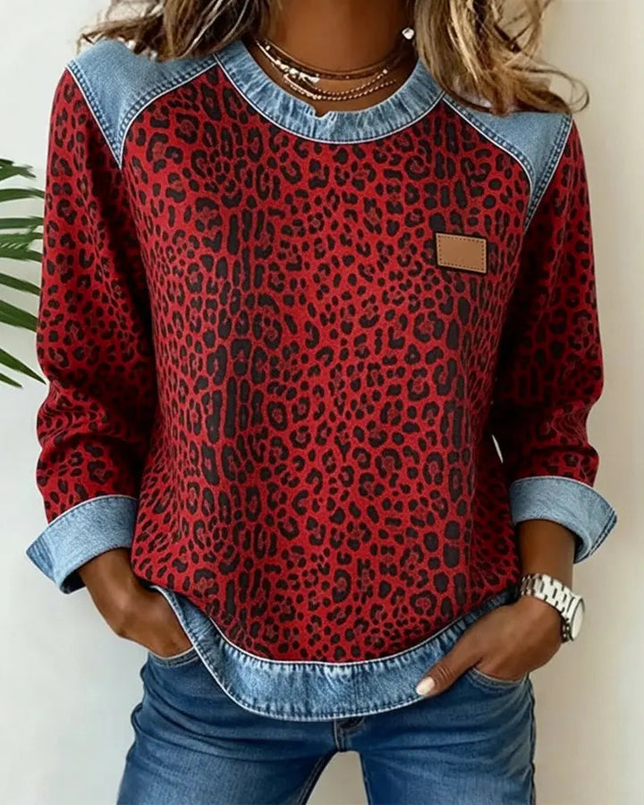 Krassimira - Long Sleeve Leopard Print Top