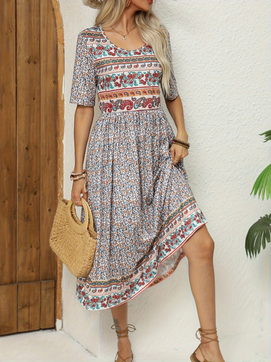 Jeeni - Short Sleeve Floral Printted Dress
