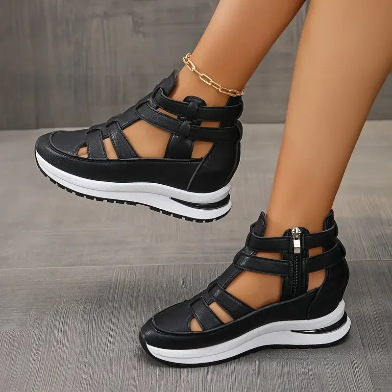 Souad - Stylish Lightweight Wedge Sandal With Side Zipper