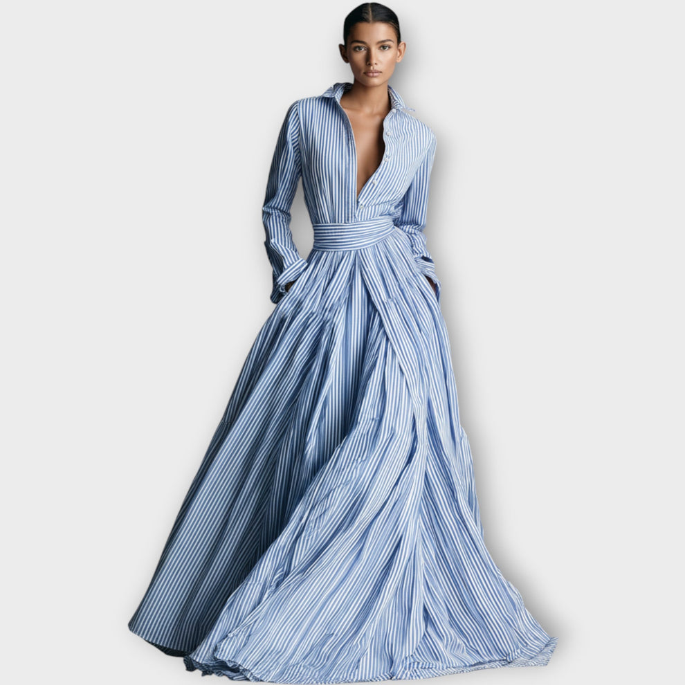 Radka - Striped Button Maxi Dress