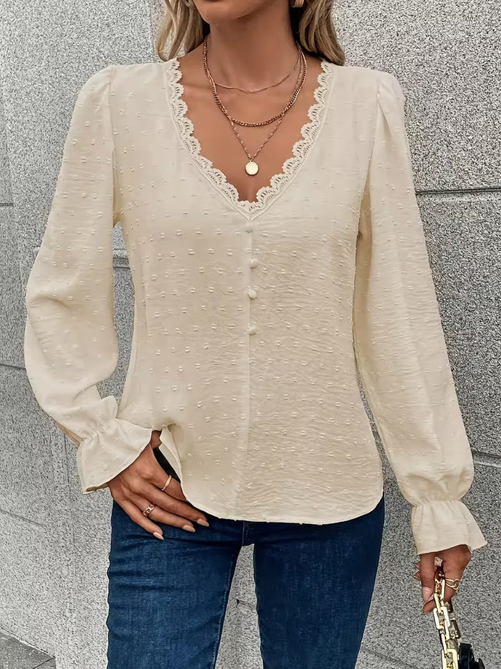 Rejina - Elegant Blouse With Lace Collar