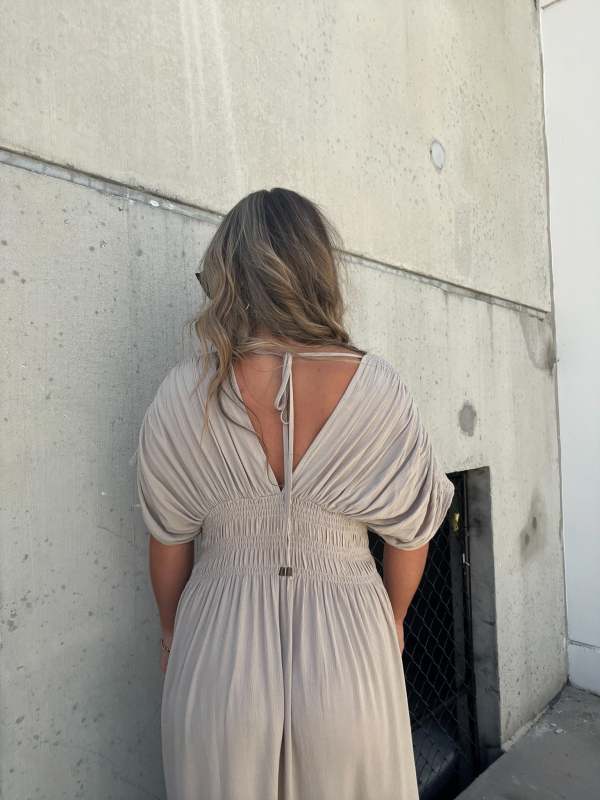 Neisya - Slit V-Neck Maxi Long Dress