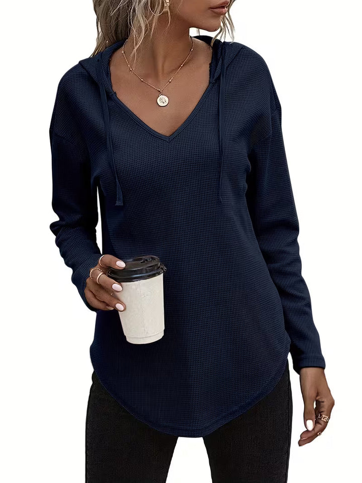 Heydi - Long Sleeve Curved Hem Hooded Sweatshirt