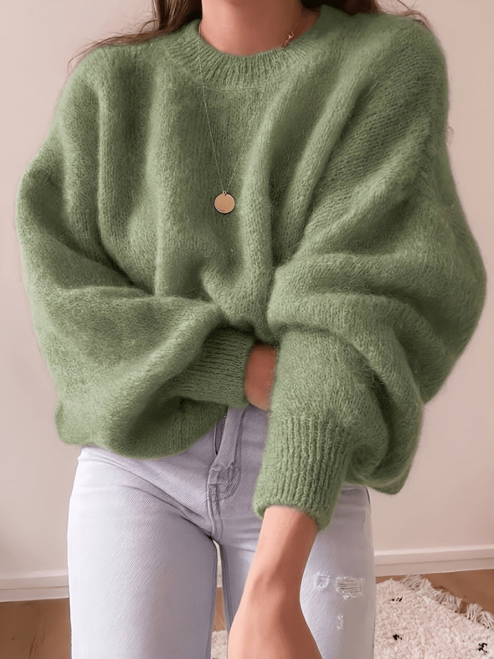 Idalyea - Knit Sweater With Round Neck And Balloon Sleeves