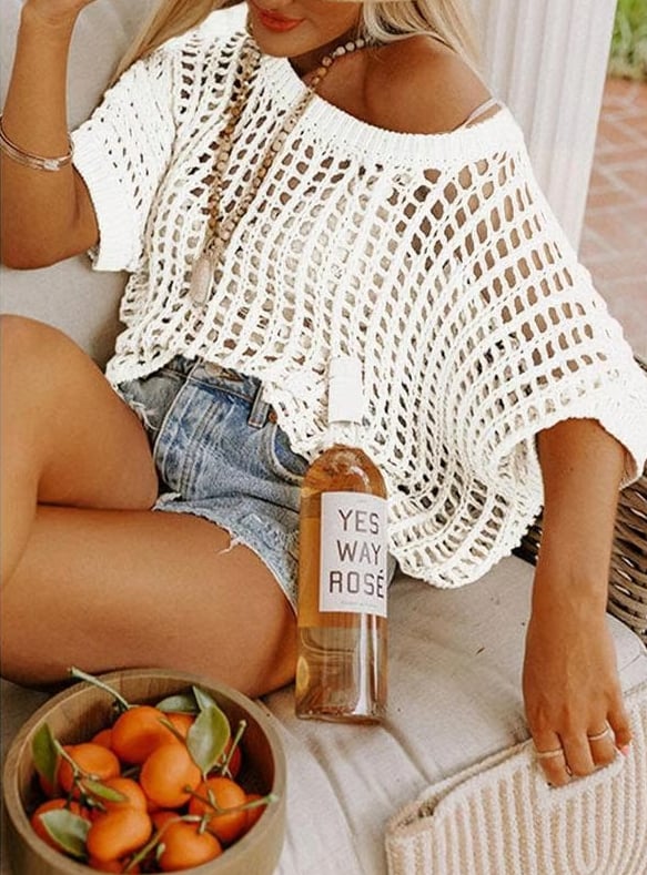 Danae - Casual Crochet Hollow Out Knit Top