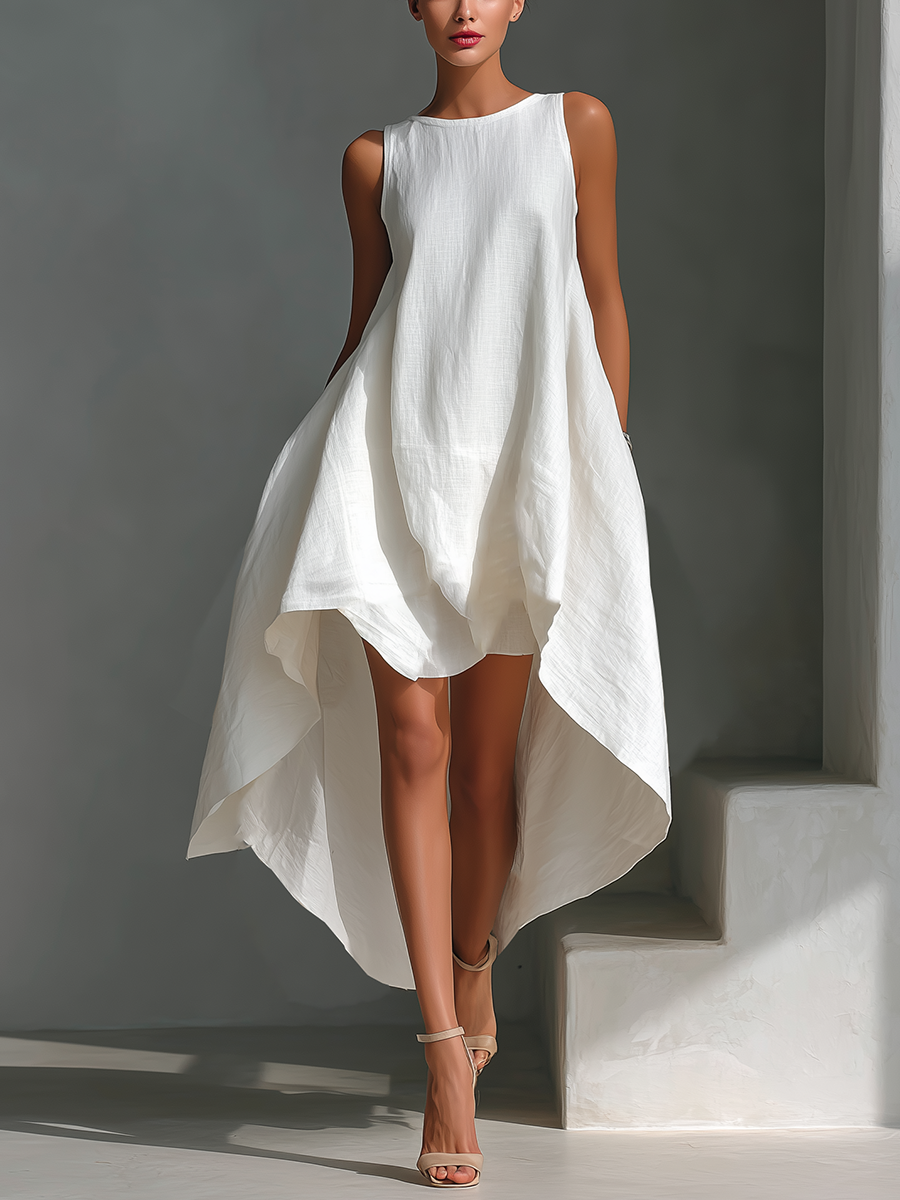 Alyna - Sleeveless Midi Dress With Asymmetric Hem