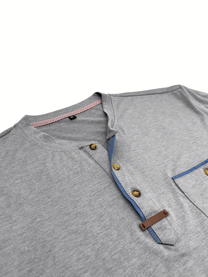 Saxon - Elegant Round Neck T Shirt With Pocket