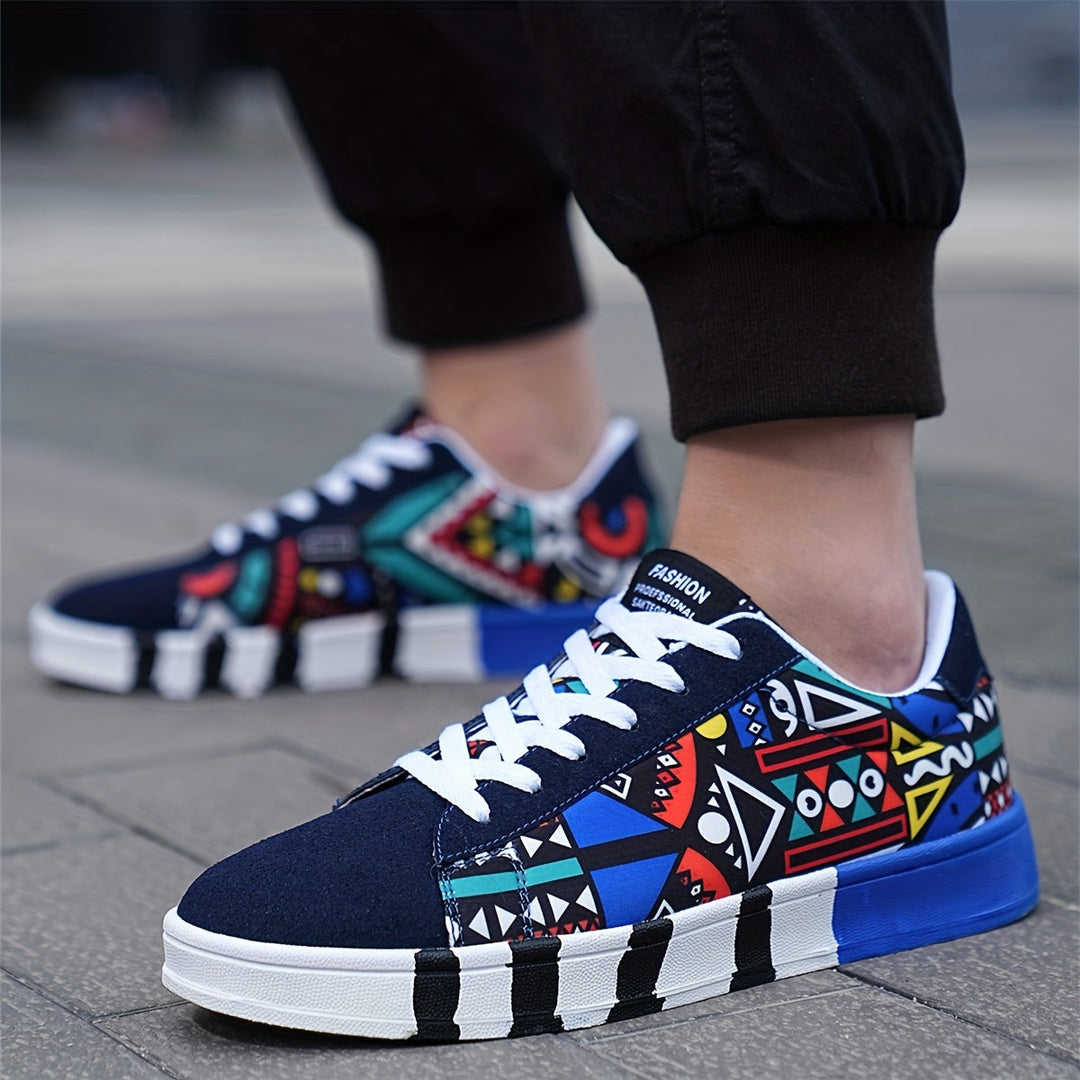 Nalson - Geometric Printed Lace-Up Sneakers