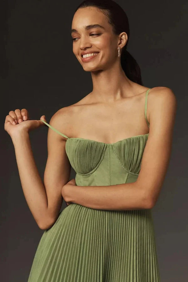 Nahia - Bustier Pleated Maxi Dress