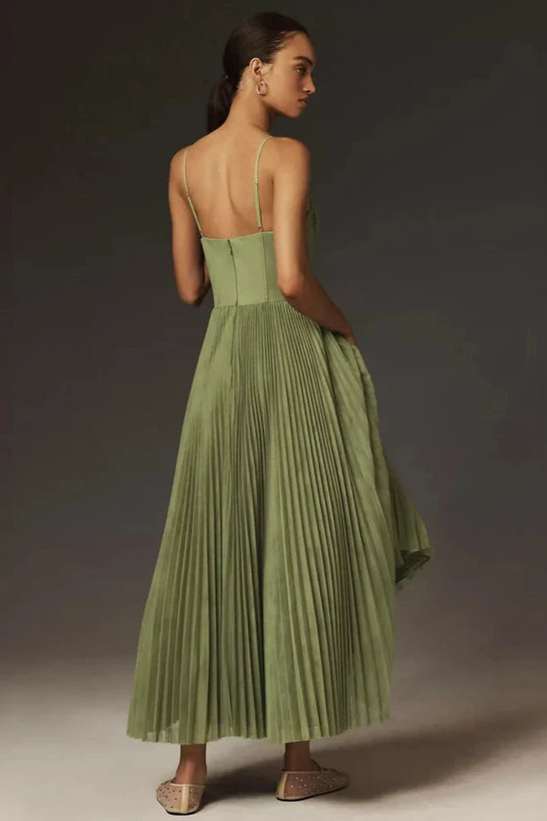 Nahia - Bustier Pleated Maxi Dress