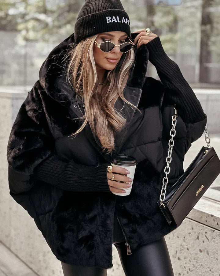 Opheia - Long Sleeve Coat With Fur