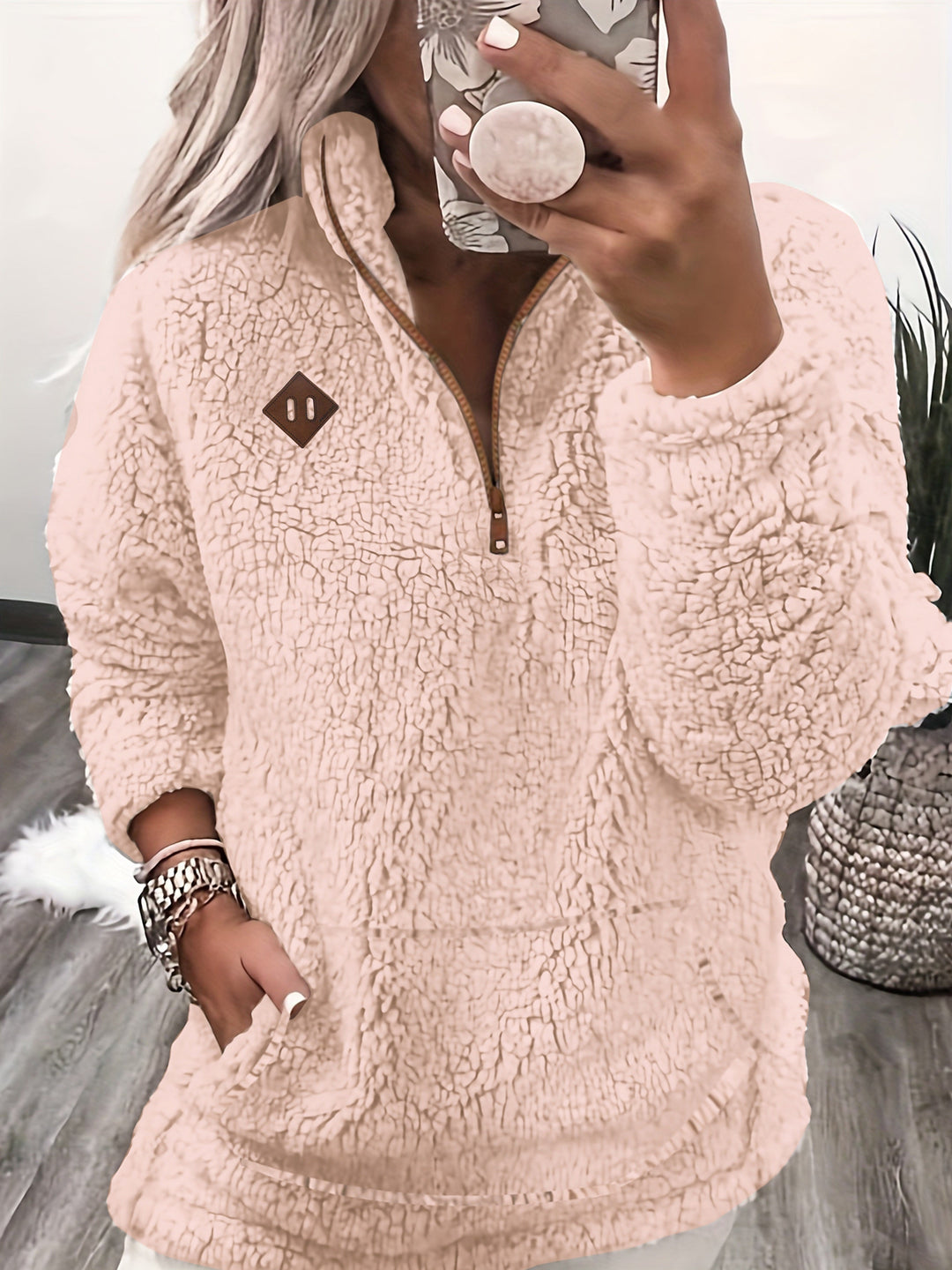Willemien - Long Sleeve Fleece Zippered Sweatshirt