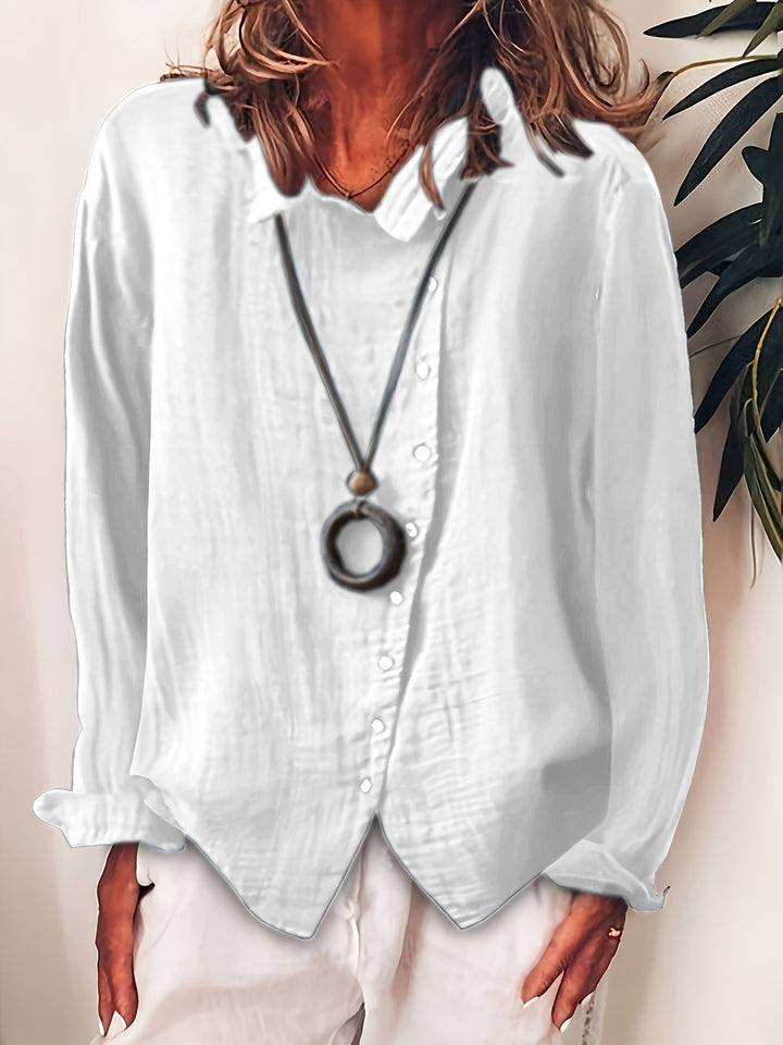 Ristia - Casual Long Sleeve Button-Up Blouse