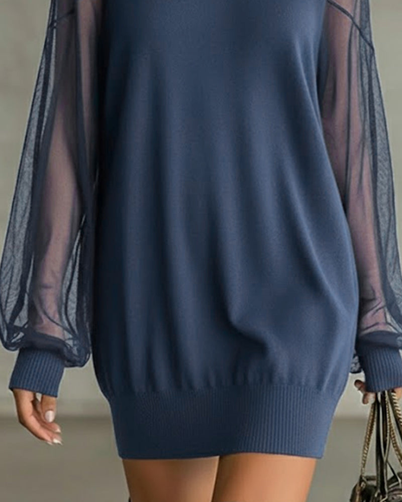 Yenaya - Lantern Sleeve Knit Mini Dress