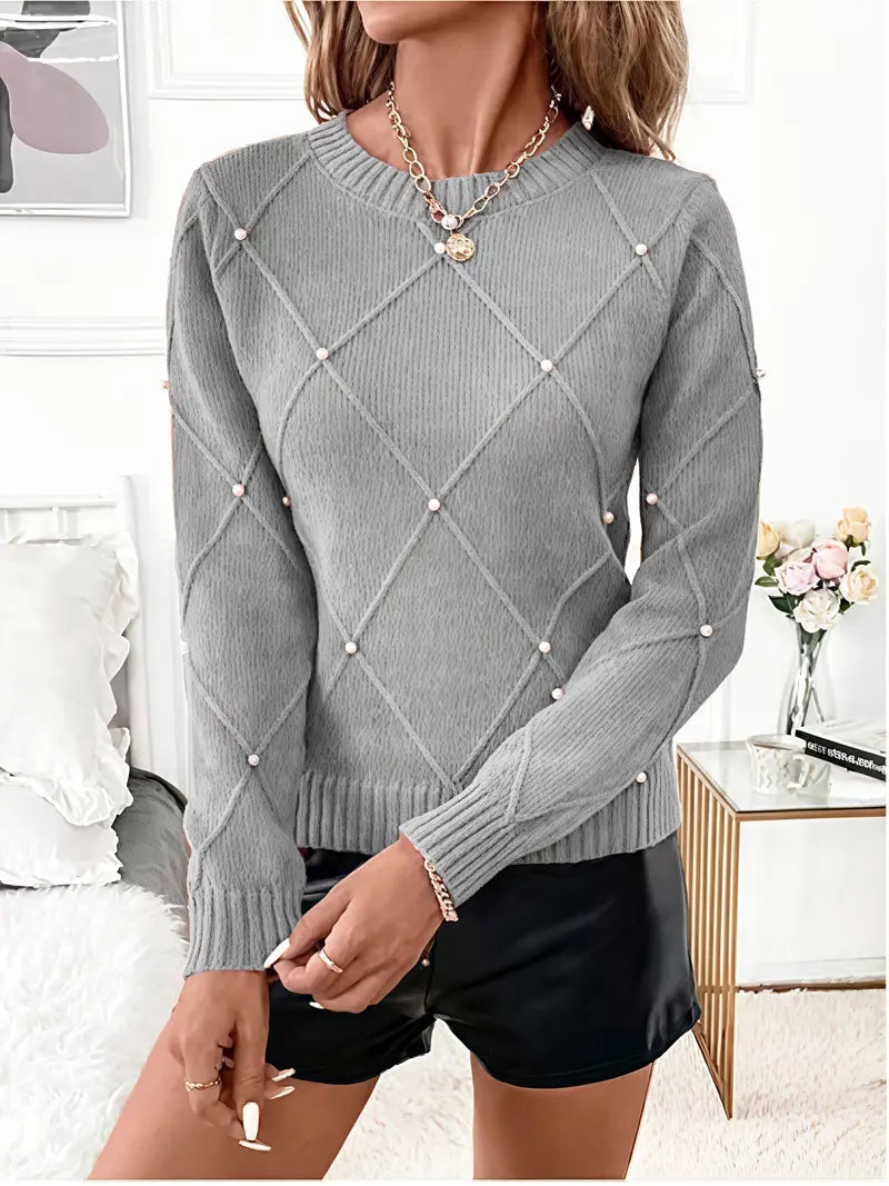 Turid - Elegant Long Sleeve Kinitted Sweater