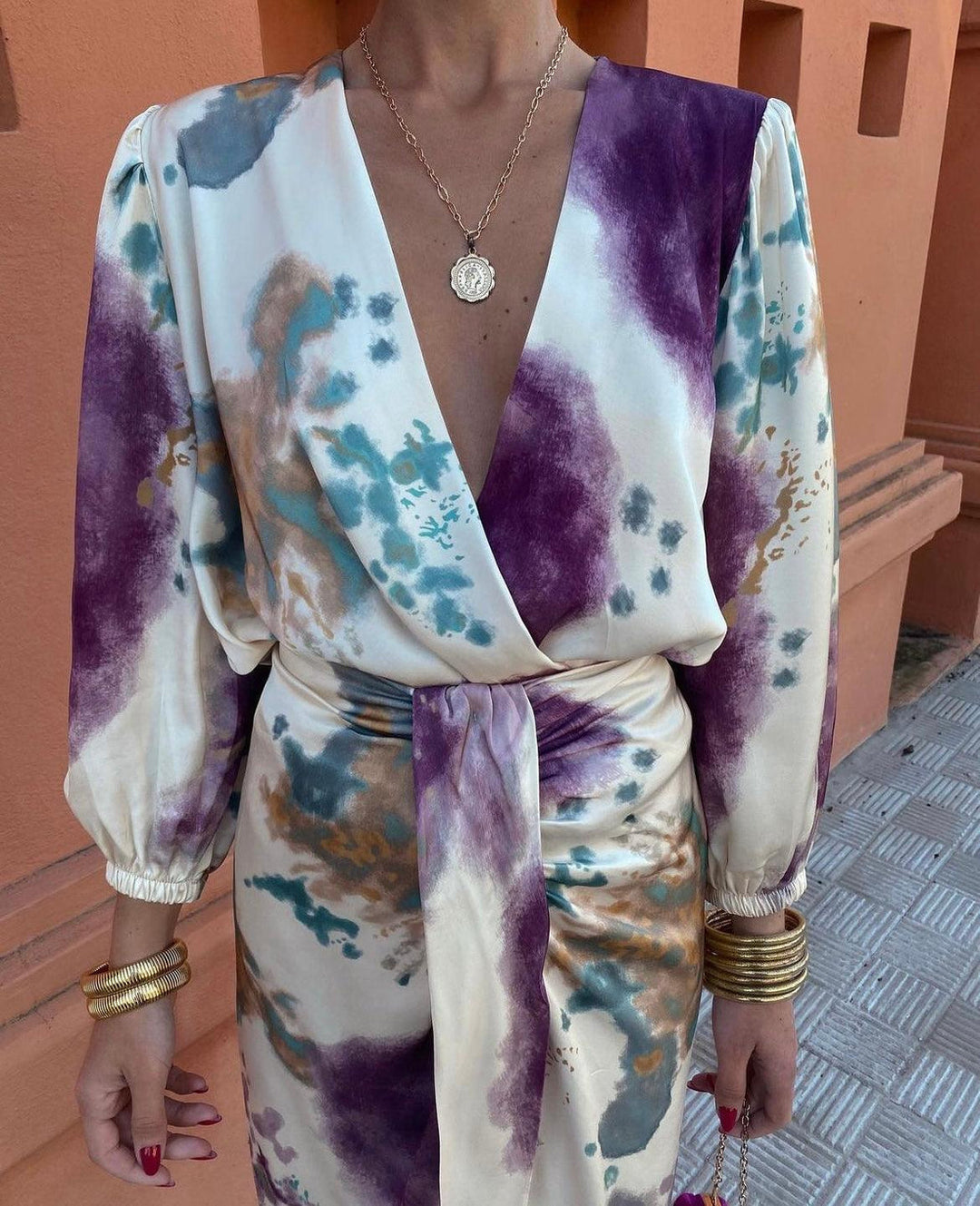 Goizane - Elegant V-neck Floral Dress