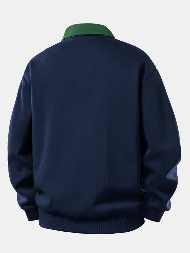 Gideon - Milano Print Contrast Polo Sweatshirt