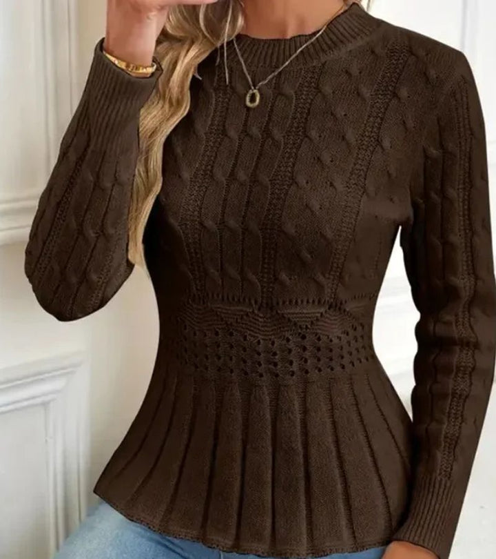 Olena - Knitted Sweater With Peplum Hem