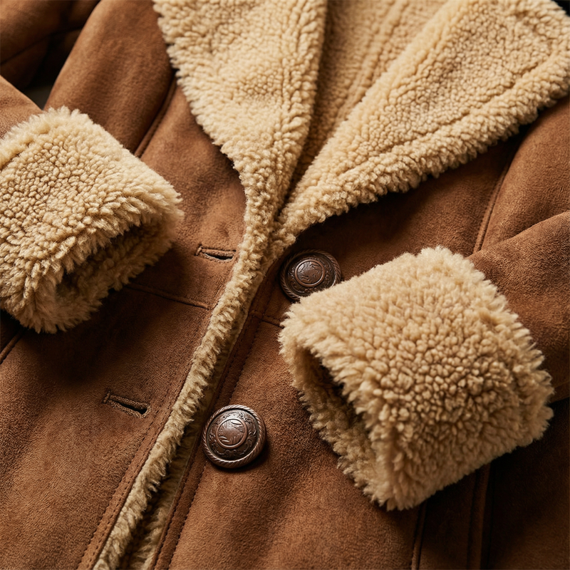 Zeeta - Long Vintage Coat With Faux Fur