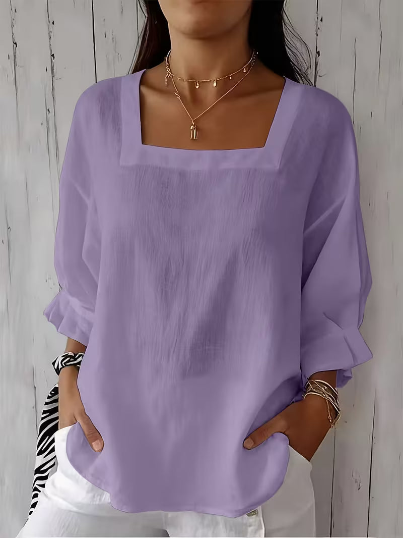 Alvessa - Square Neck Long Sleeve Blouse