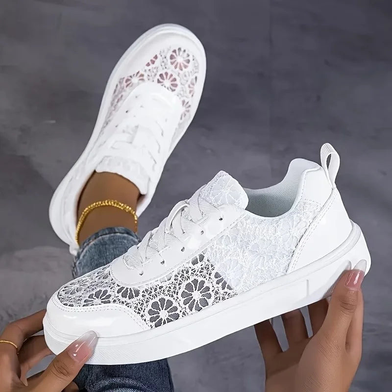 Liena - Floral Lace-Up Sneakers